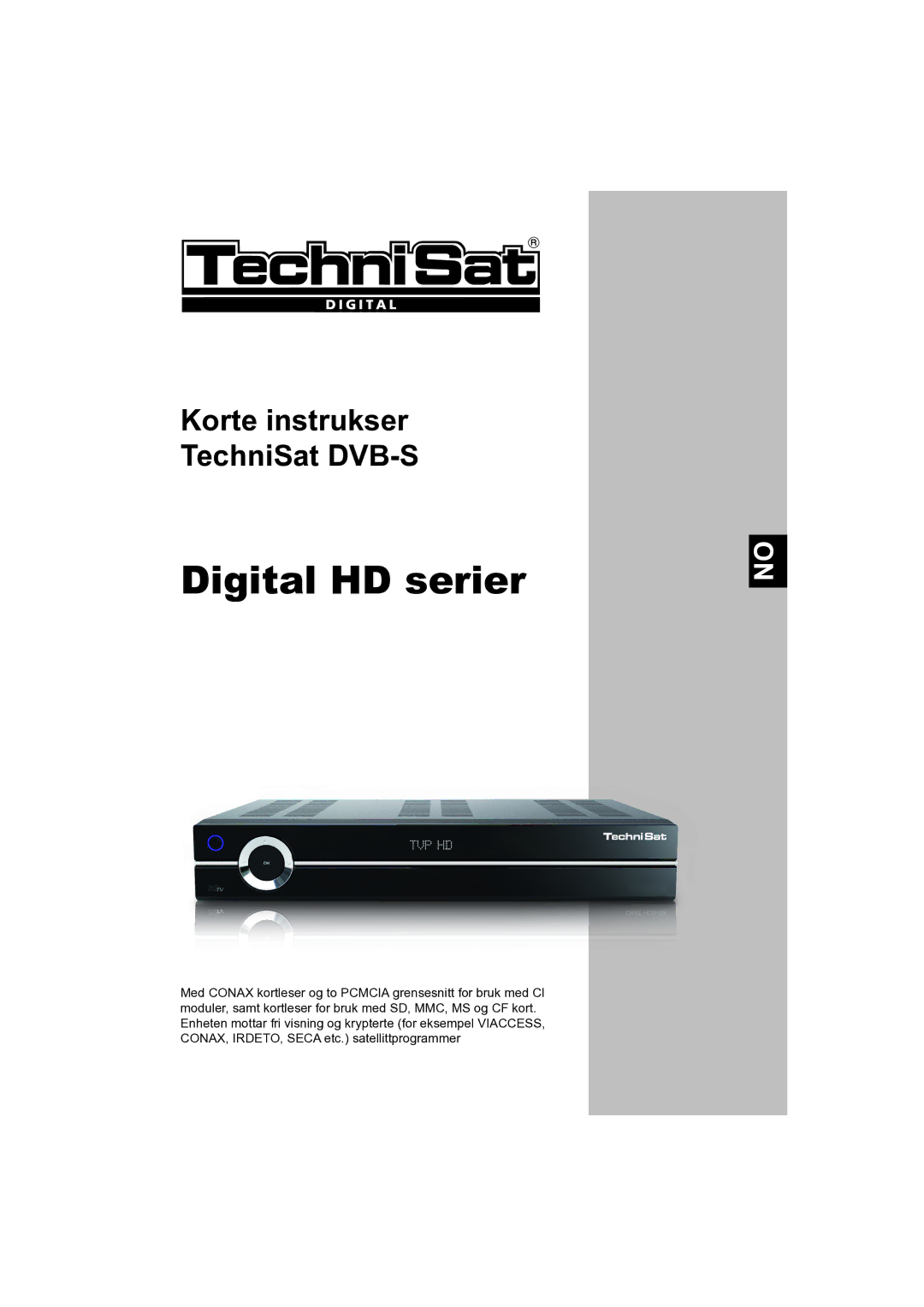 TechniSat DVB-S manual Digital HD serier 