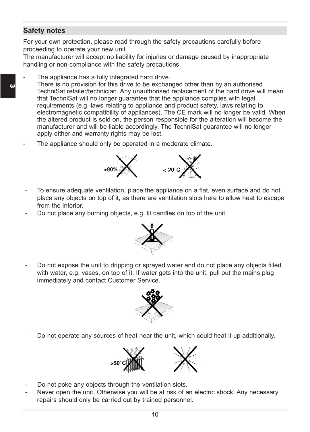 TechniSat HD S2X manual Safety notes 