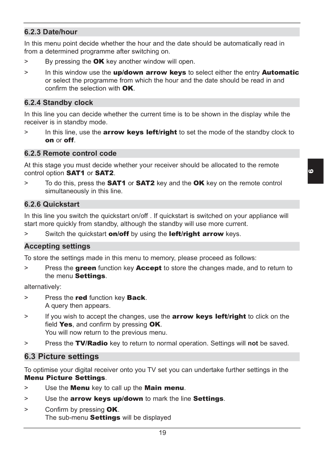 TechniSat HD S2X manual Picture settings 