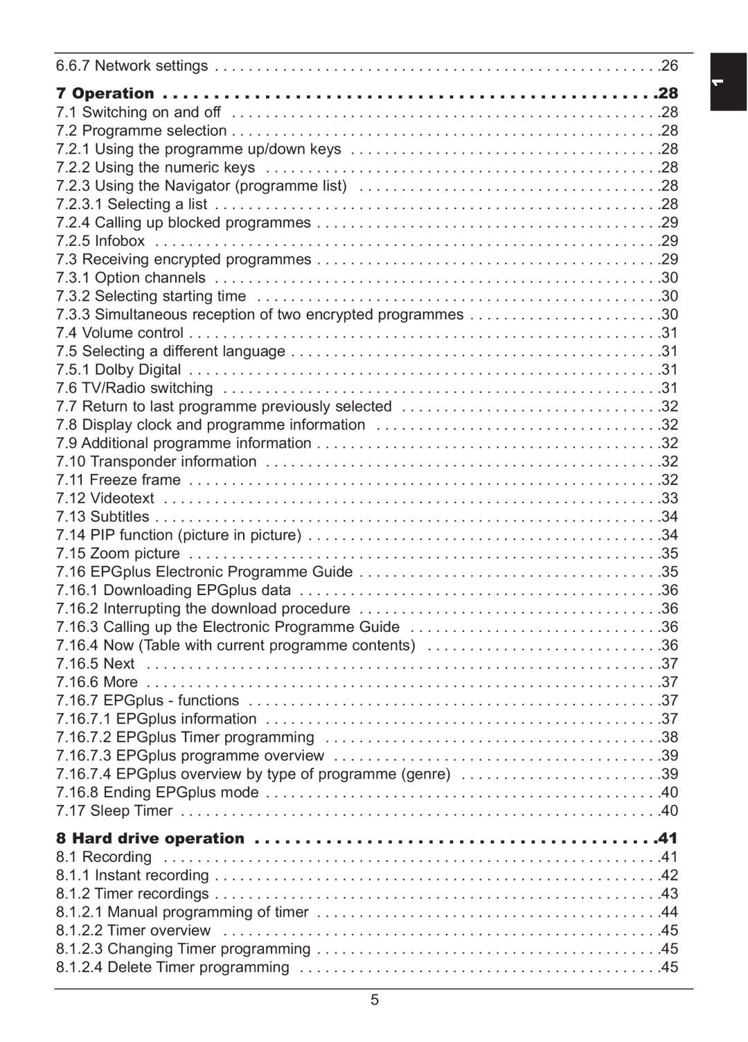 TechniSat HD S2X manual Operation, Hard drive operation 