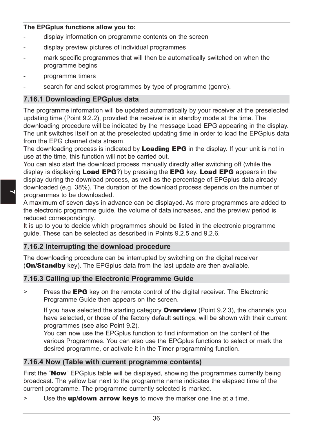 TechniSat HD S2X Downloading EPGplus data, Interrupting the download procedure, Calling up the Electronic Programme Guide 