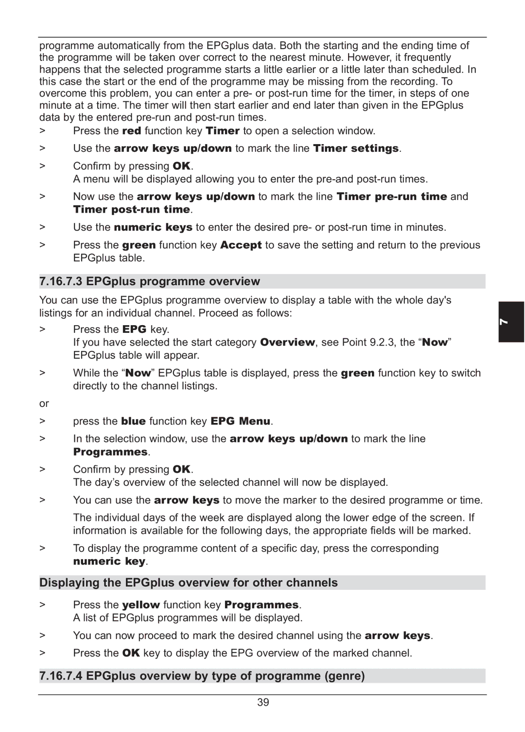 TechniSat HD S2X manual EPGplus programme overview, Displaying the EPGplus overview for other channels, Programmes 