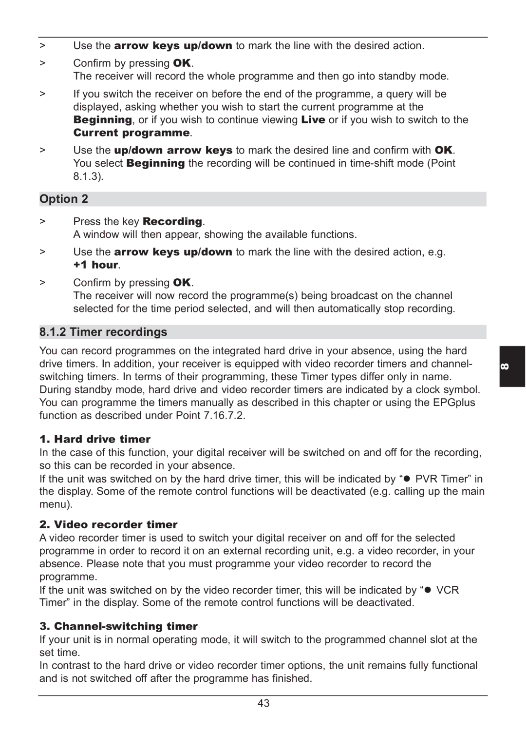 TechniSat HD S2X manual Timer recordings 