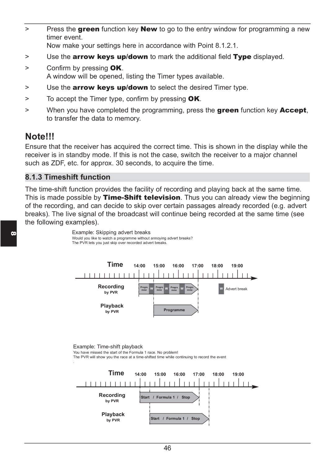 TechniSat HD S2X manual Timeshift function 