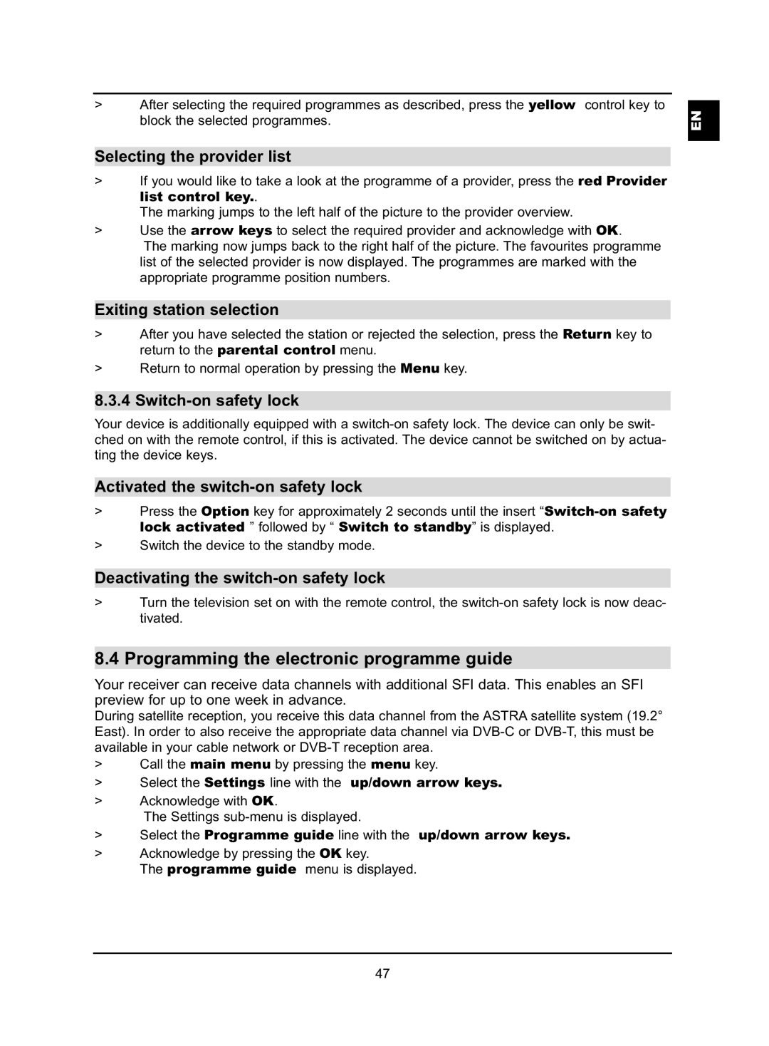 TechniSat HD-VISION 40 PVR, HD-VISION 32 PVR manual Programming the electronic programme guide 