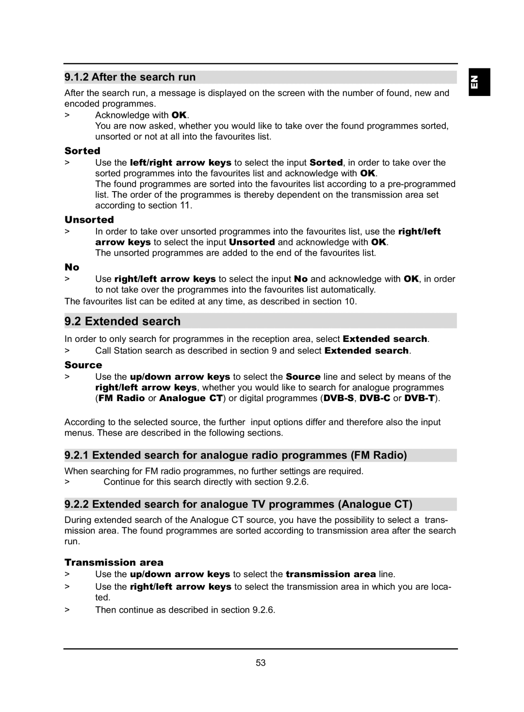 TechniSat HD-VISION 40 PVR manual After the search run, Extended search for analogue radio programmes FM Radio 