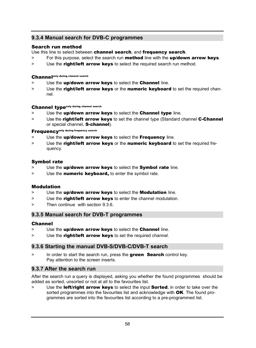 TechniSat HD-VISION 32 PVR manual Manual search for DVB-C programmes, Manual search for DVB-T programmes, Modulation 