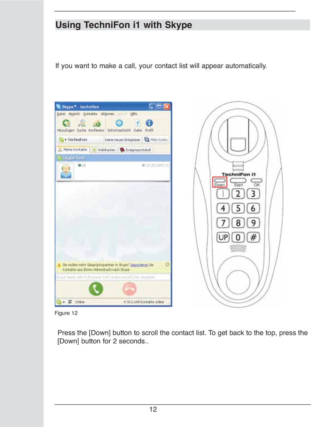 TechniSat user manual Using TechniFon i1 with Skype 