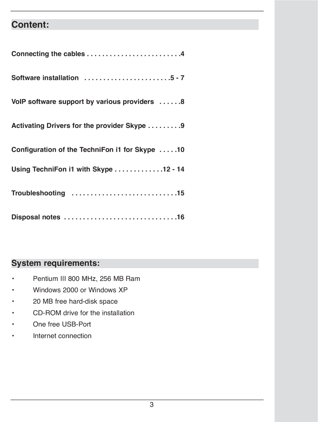 TechniSat i1 user manual Content, System requirements 