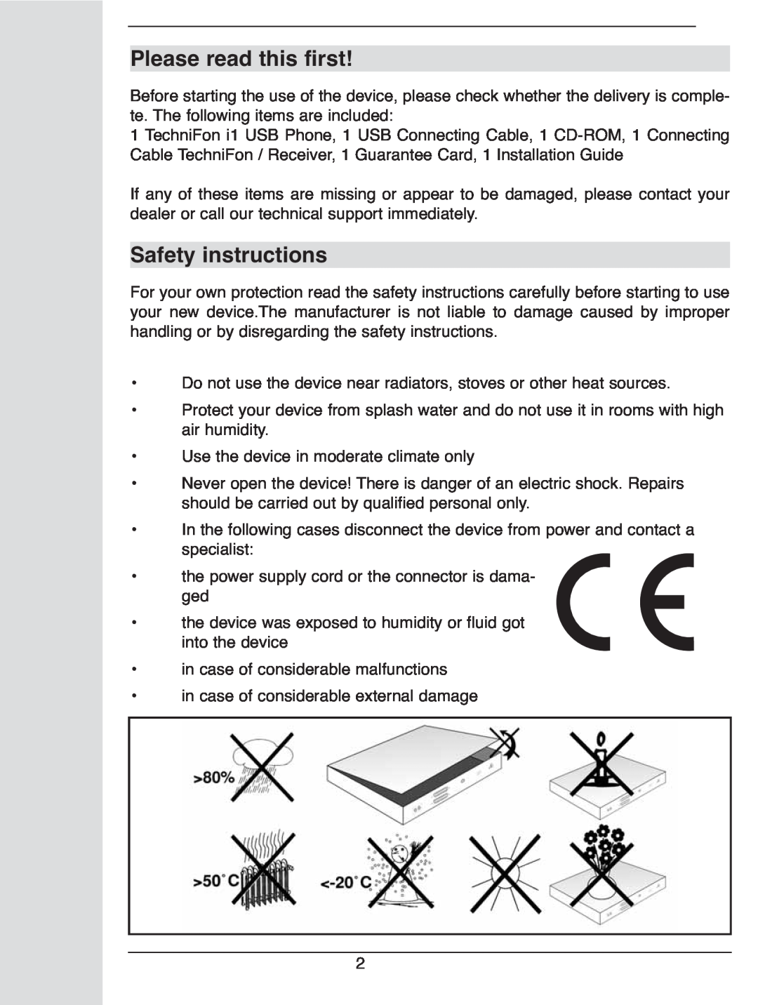 TechniSat i1 user manual Please read this first, Safety instructions 