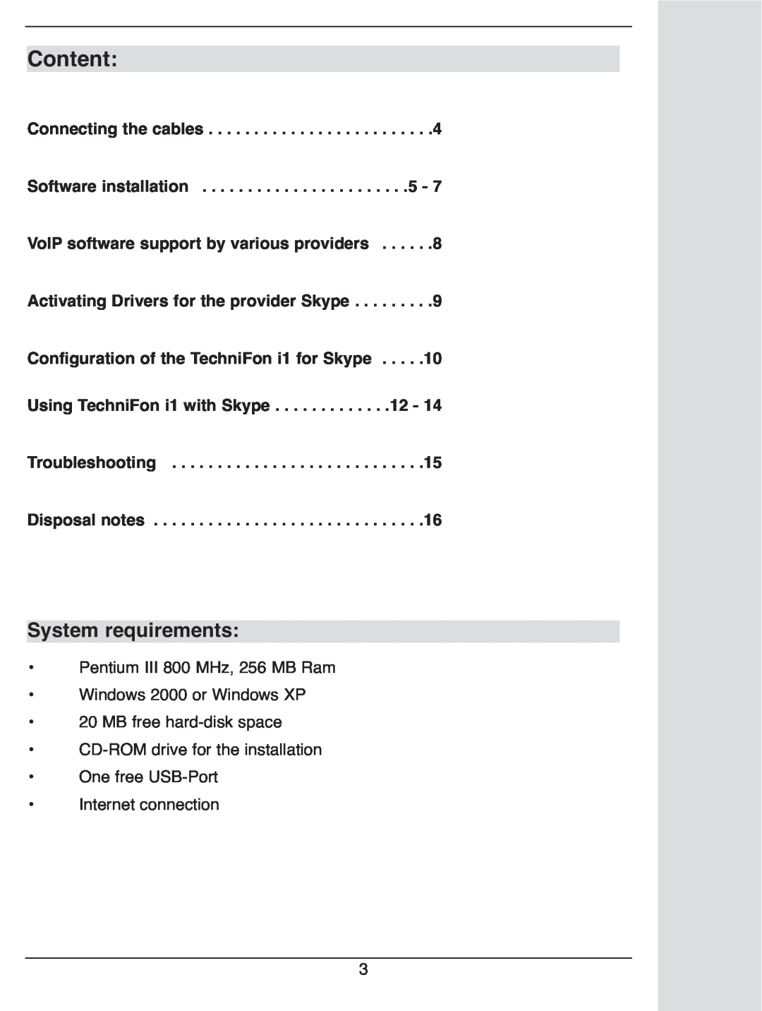 TechniSat i1 user manual Content, System requirements 