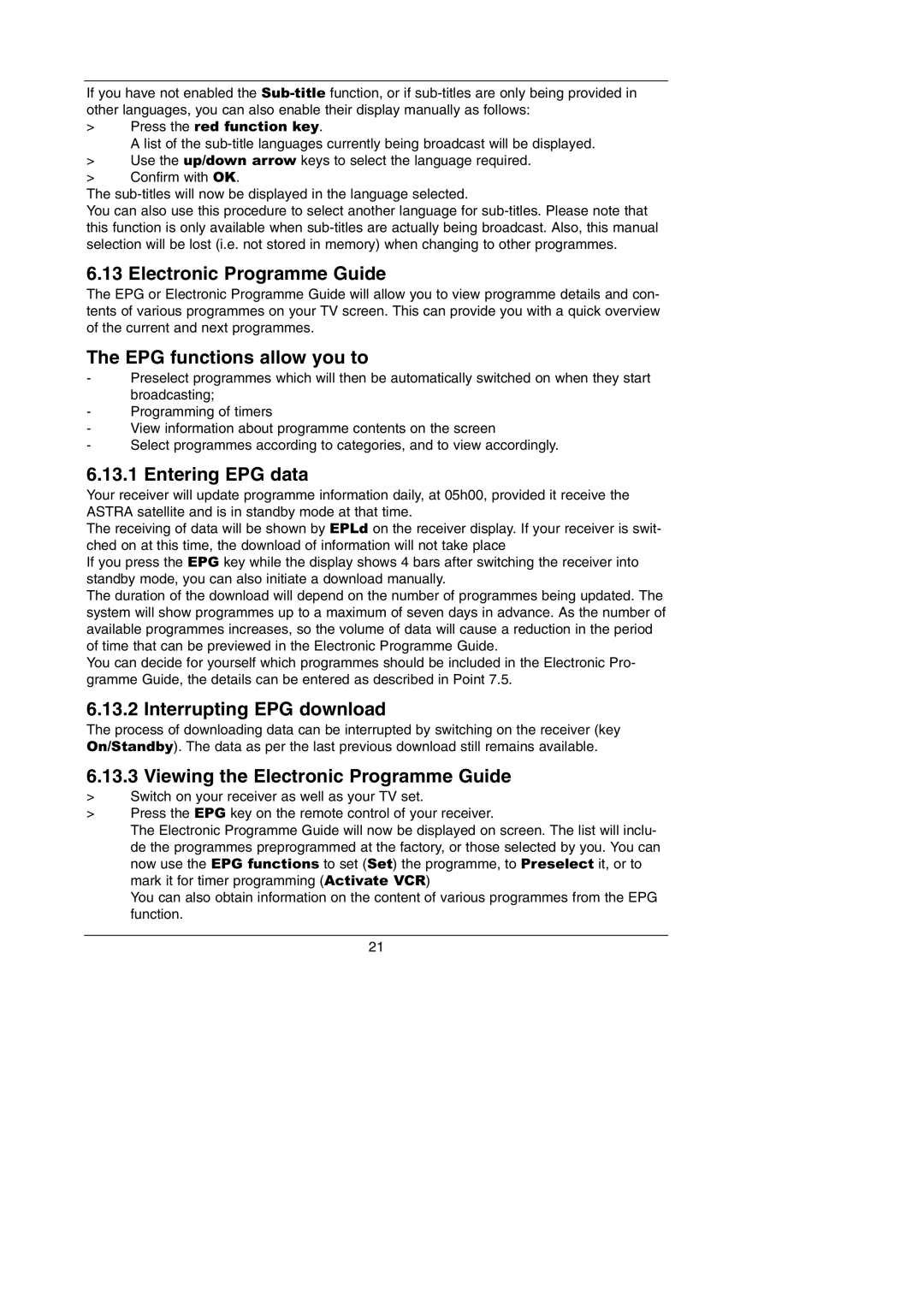 TechniSat Integrated IRDETO instruction manual Electronic Programme Guide, EPG functions allow you to, Entering EPG data 