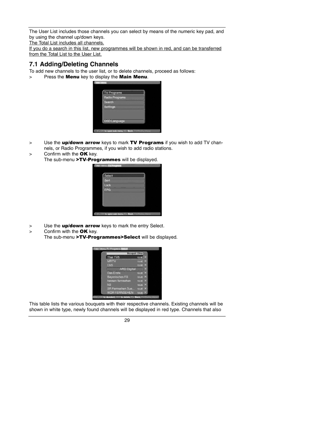 TechniSat Integrated IRDETO instruction manual Adding/Deleting Channels 