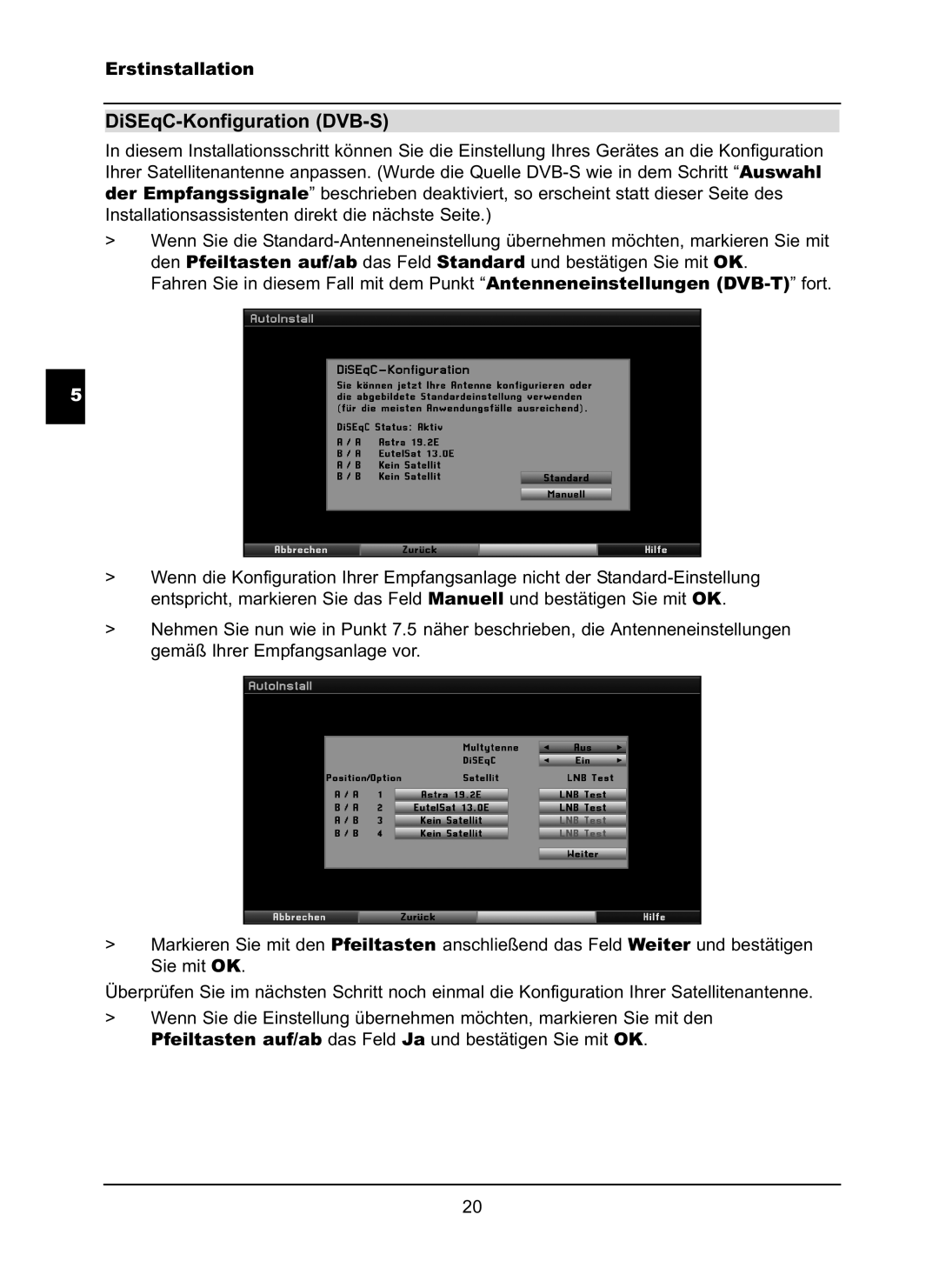 TechniSat LX66A manual DiSEqC-Konfiguration DVB-S 