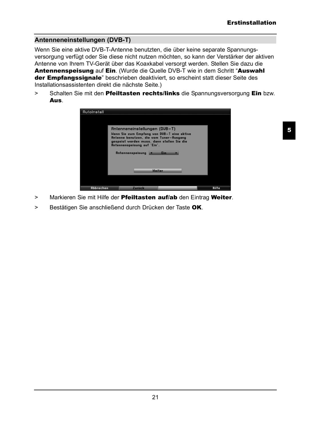 TechniSat LX66A manual Antenneneinstellungen DVB-T, Aus 