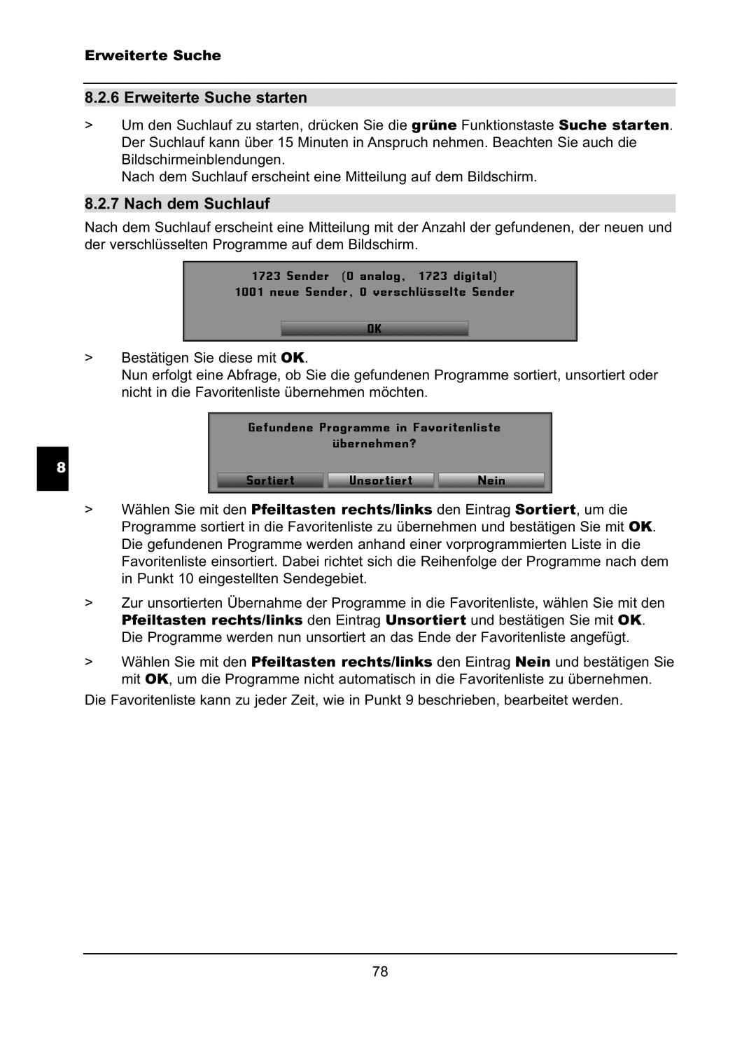 TechniSat LX66A manual Erweiterte Suche starten, Nach dem Suchlauf 