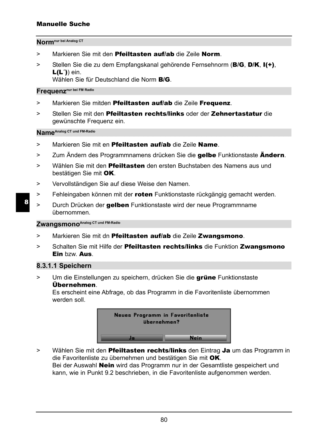 TechniSat LX66A manual Speichern, Übernehmen 