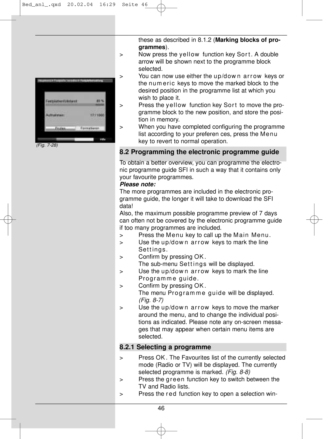 TechniSat S1 manual Programming the electronic programme guide, Selecting a programme, Programme guide 