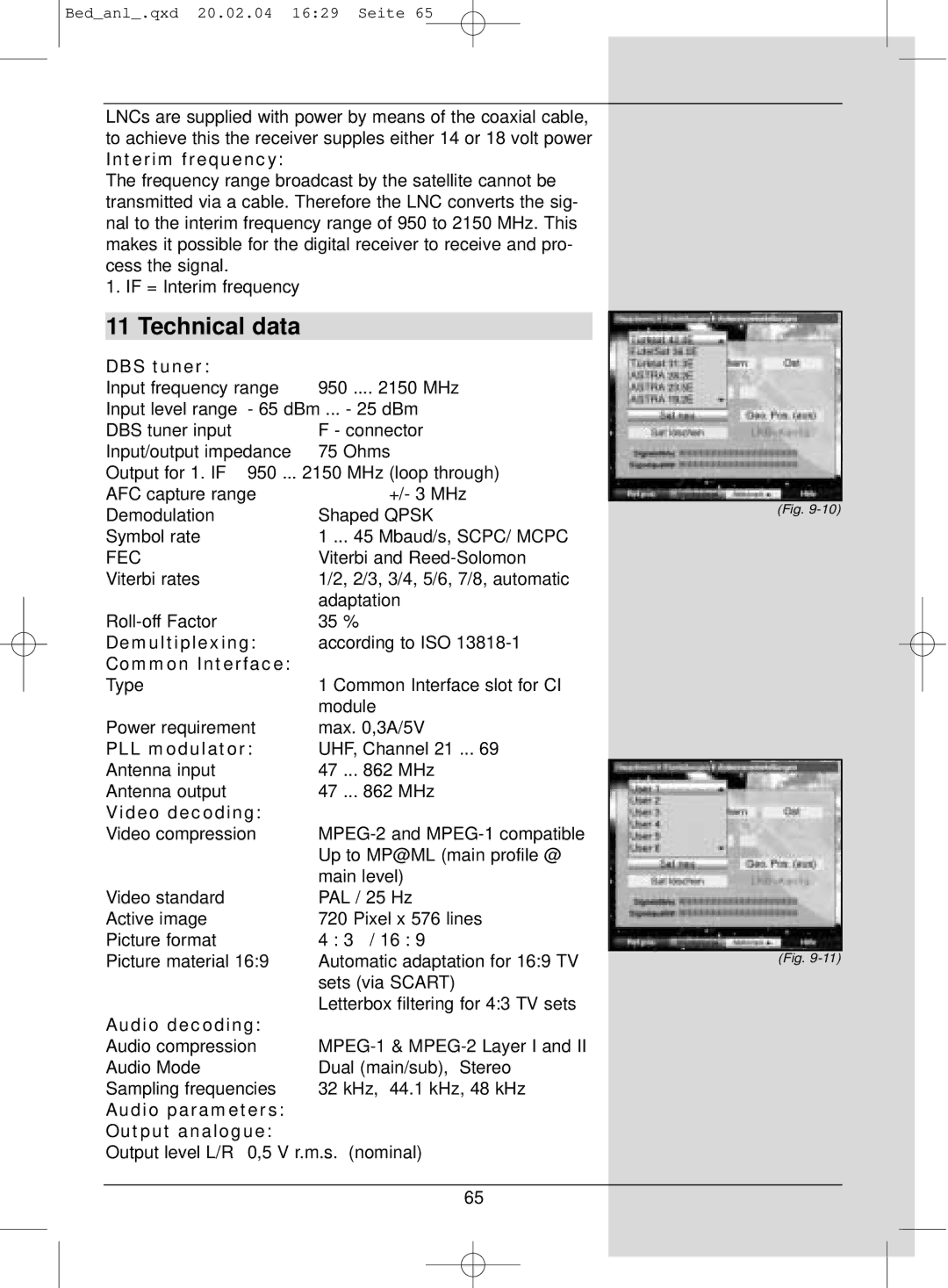 TechniSat S1 manual Technical data 