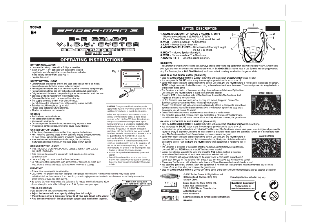 Techno Source 90640 manual Safety Battery Usage, Caring for Your Device, Caring for Your Lenses, Objective 