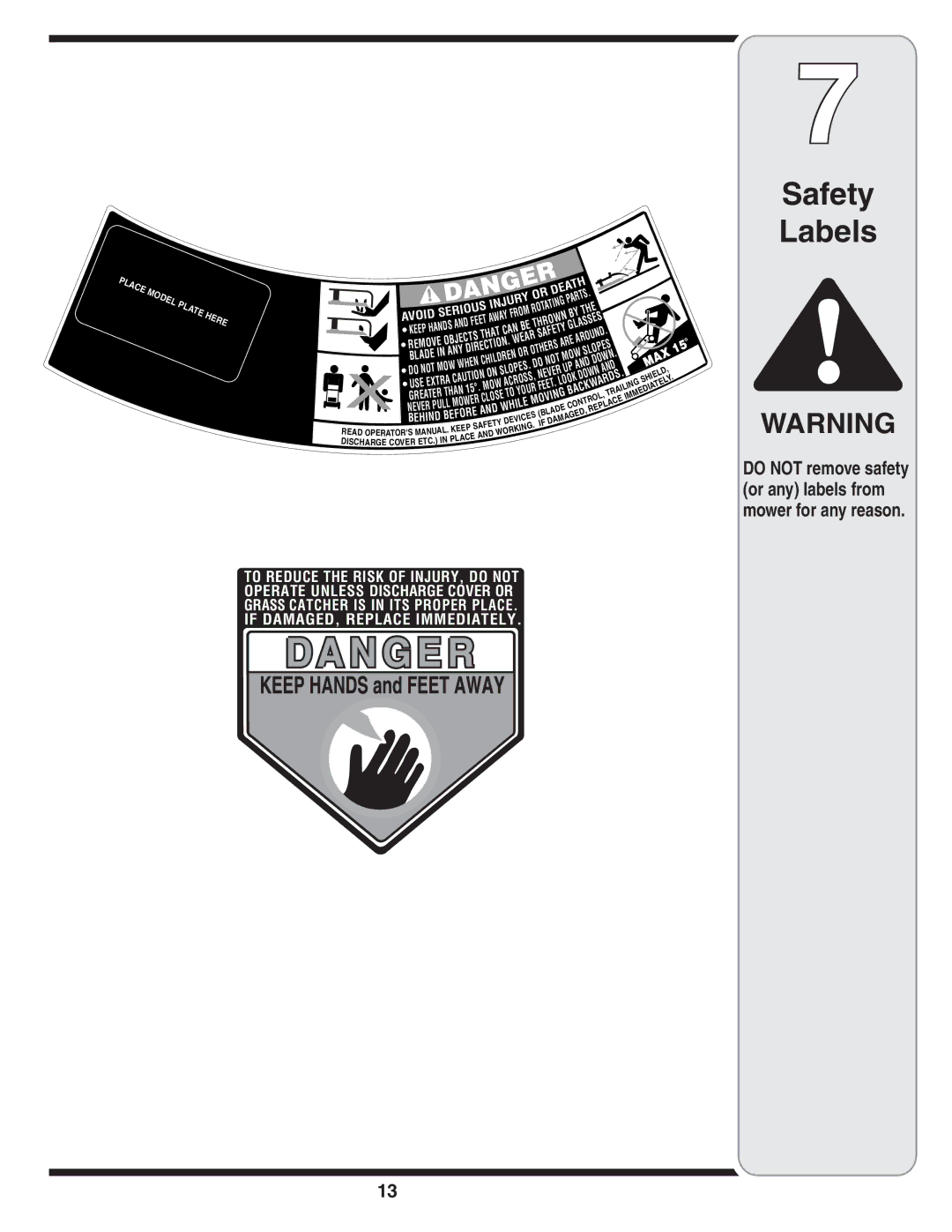 Tecumseh 105 warranty Safety Labels 