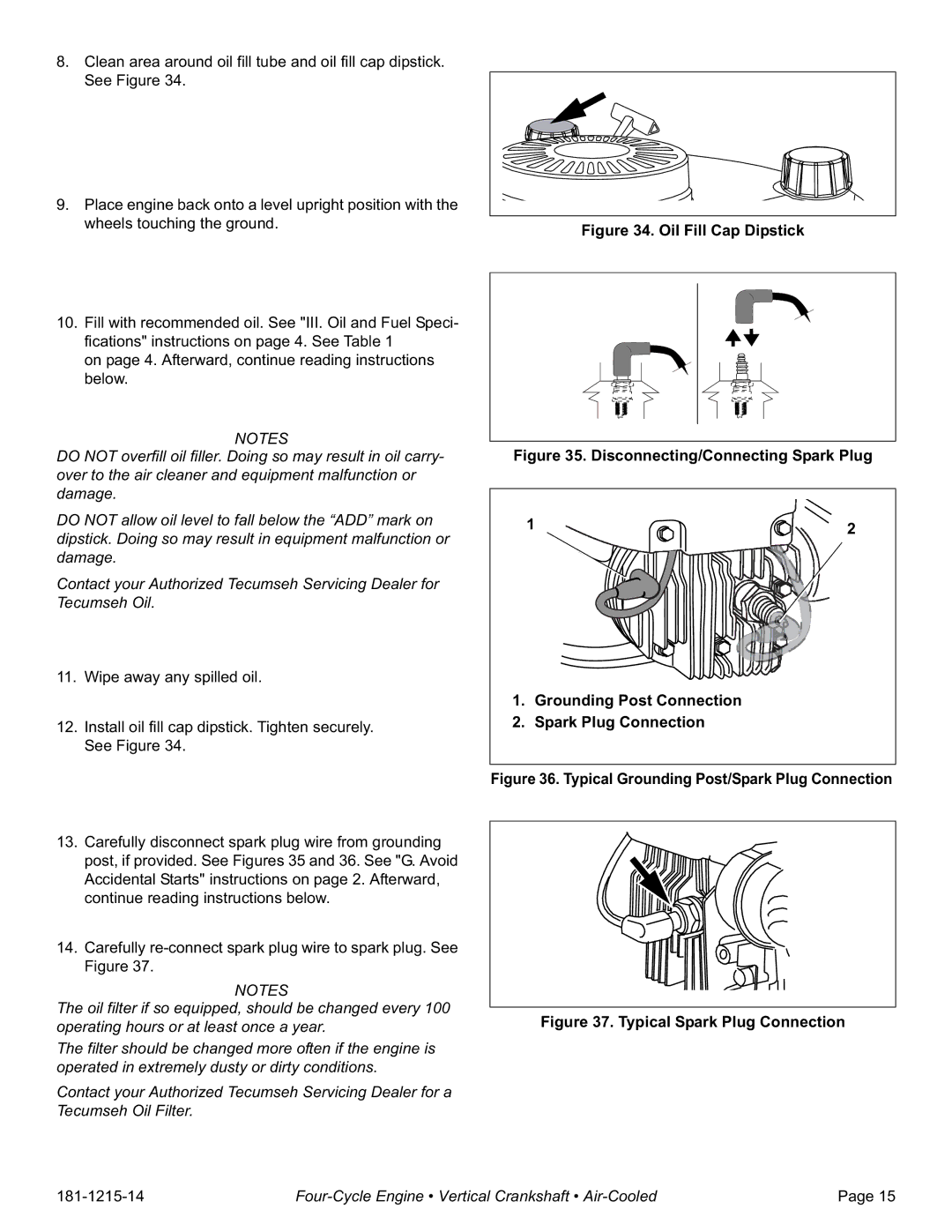 Tecumseh LV148EA, LV148XA specifications Typical Spark Plug Connection 