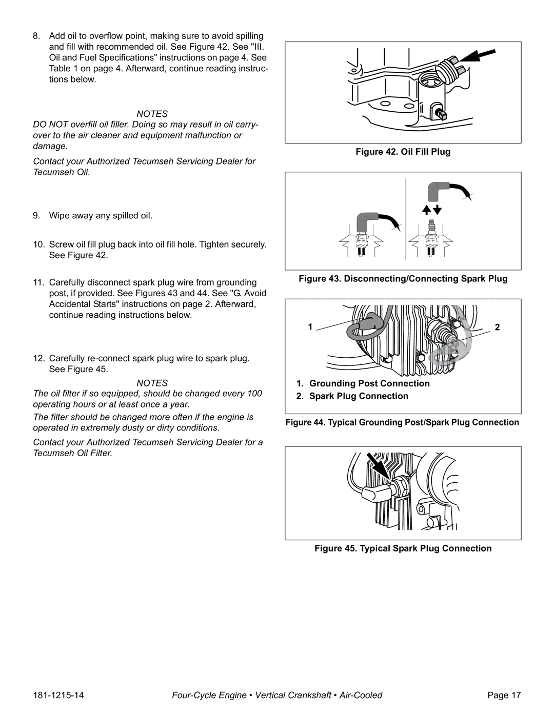 Tecumseh LV148EA, LV148XA specifications Oil Fill Plug 