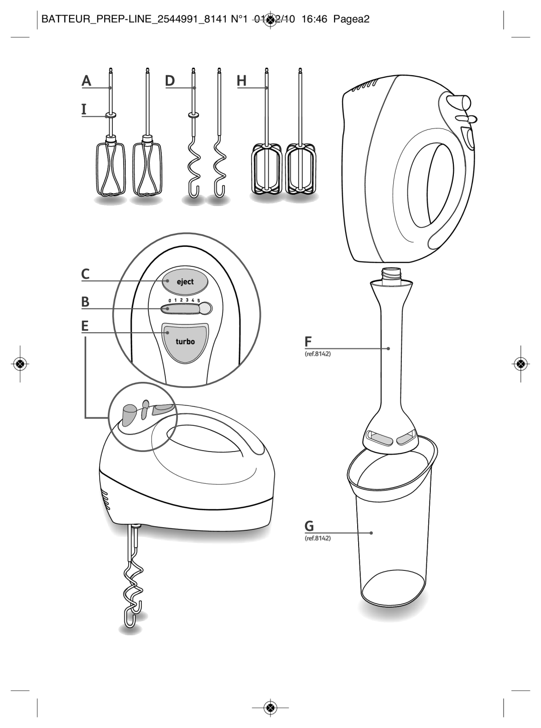 Tefal 814170 manual BATTEURPREP-LINE25449918141 N1 01/12/10 1646 Pagea2 