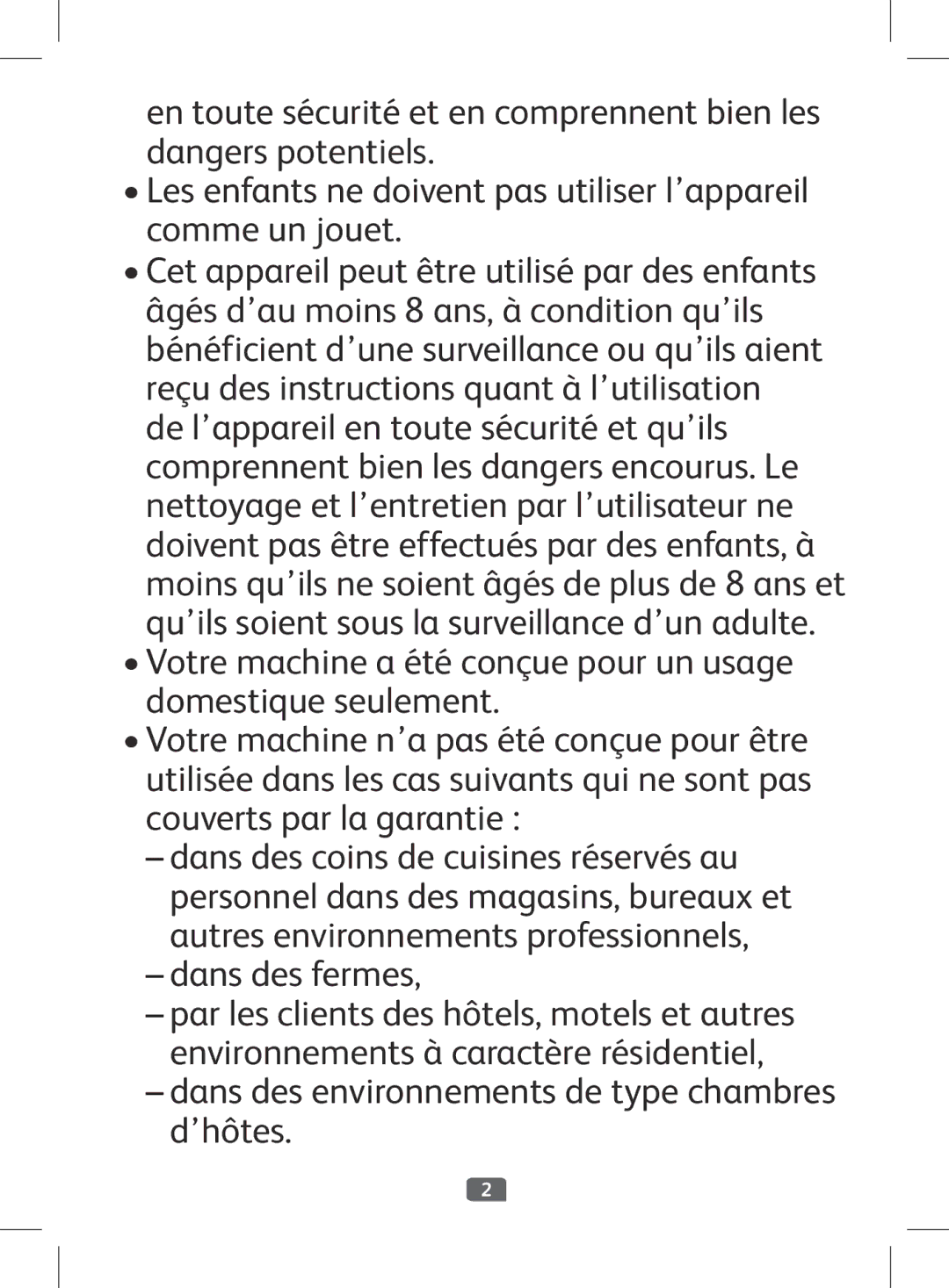 Tefal BF263090, BF263010, BF2630CH manual Dans des environnements de type chambres d’hôtes 