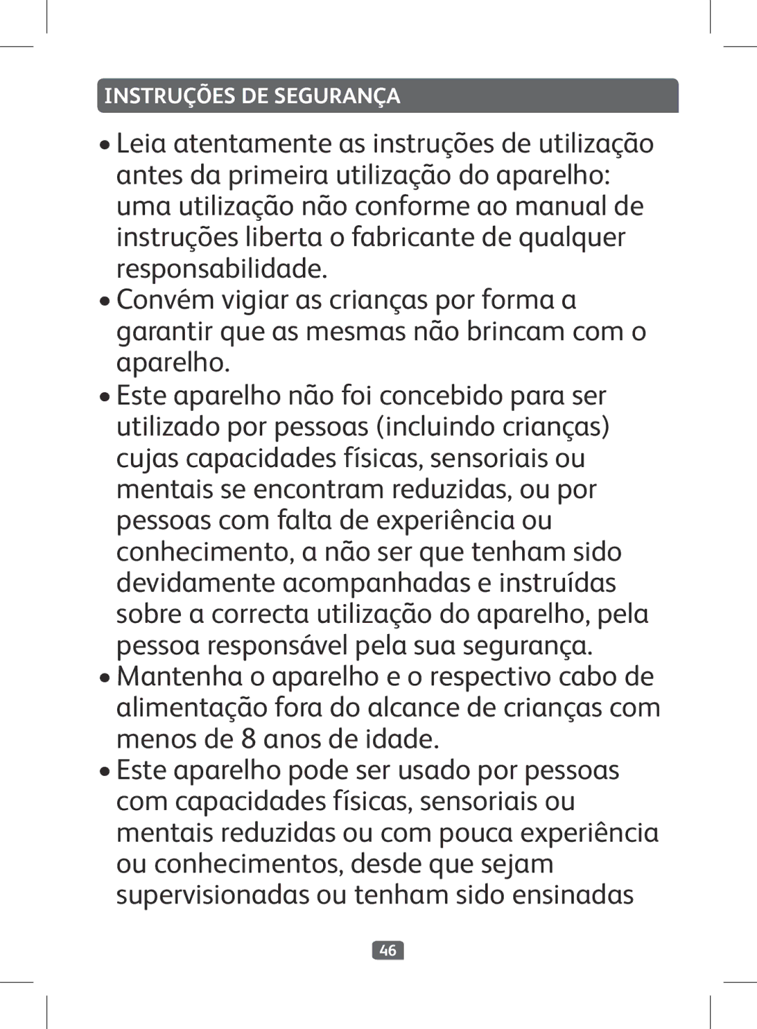 Tefal BF263010, BF263090, BF2630CH manual Instruções DE Segurança 