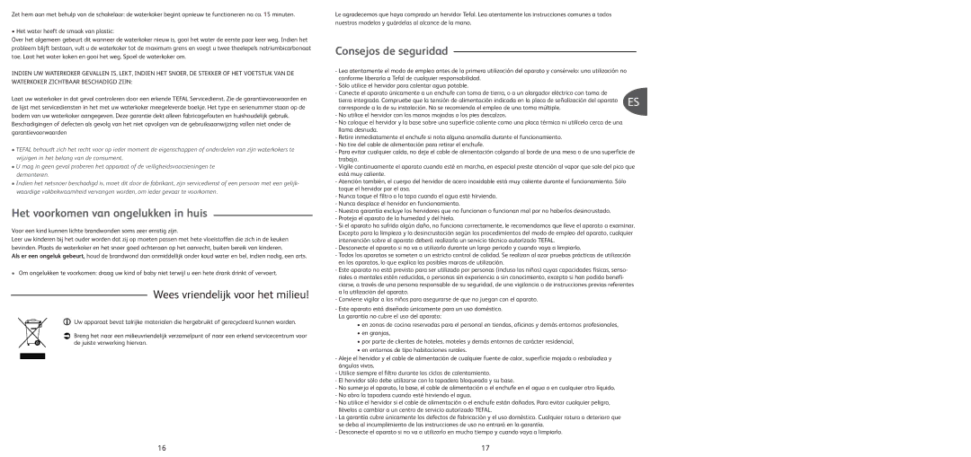 Tefal BF662015, BF662017, BF662013, BF662023, BF662041, BF662020 Het voorkomen van ongelukken in huis, Consejos de seguridad 