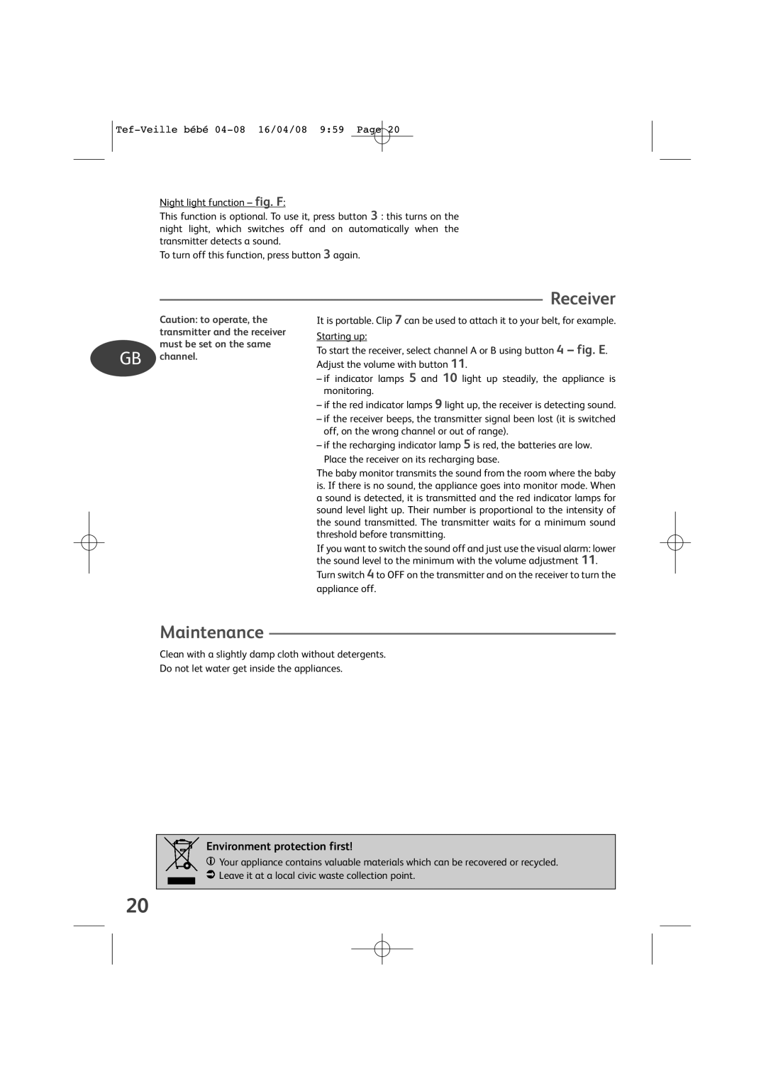 Tefal BH1200J9 manual Maintenance 