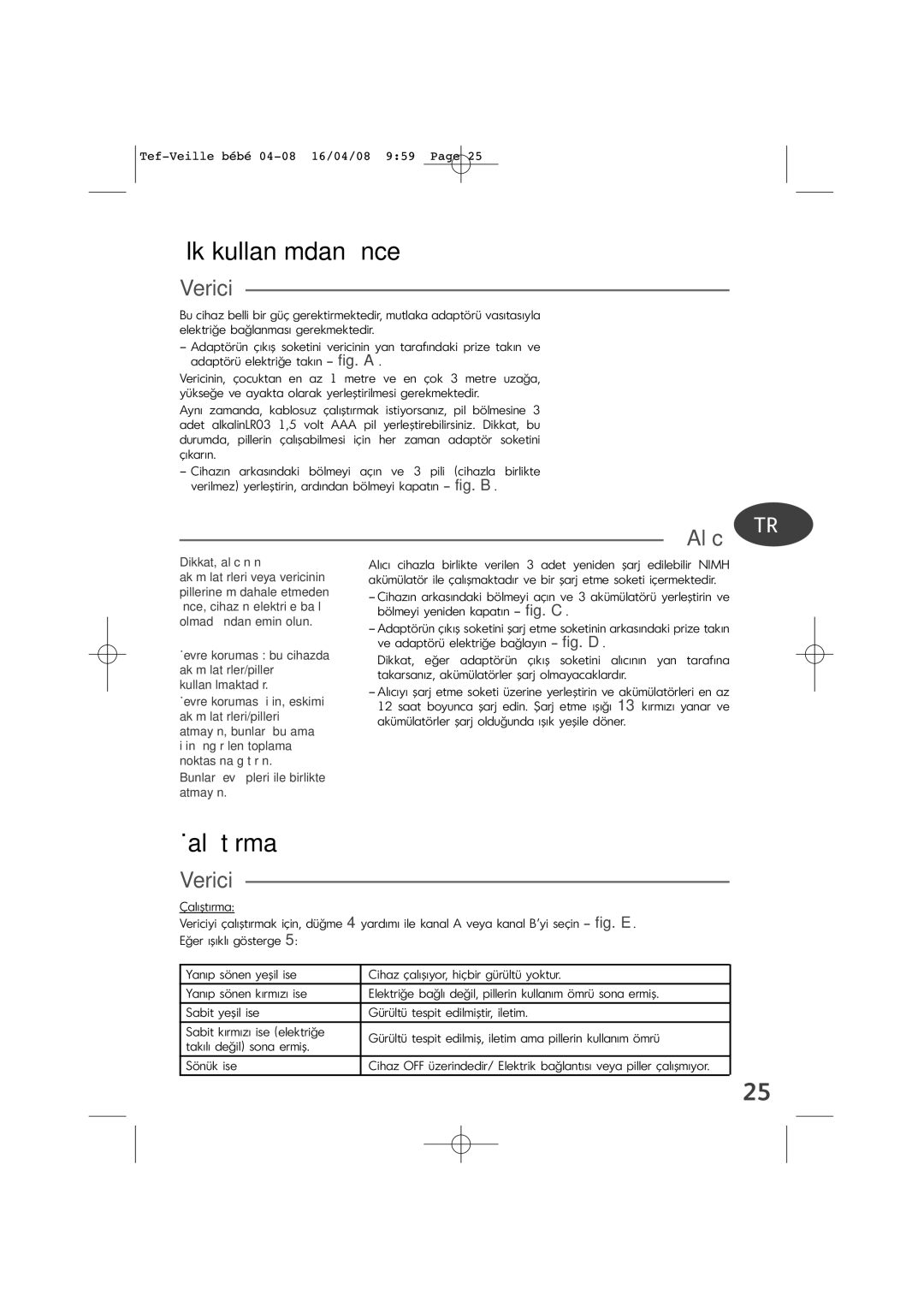 Tefal BH1200J9 manual İlk kullan, Çal Verici 