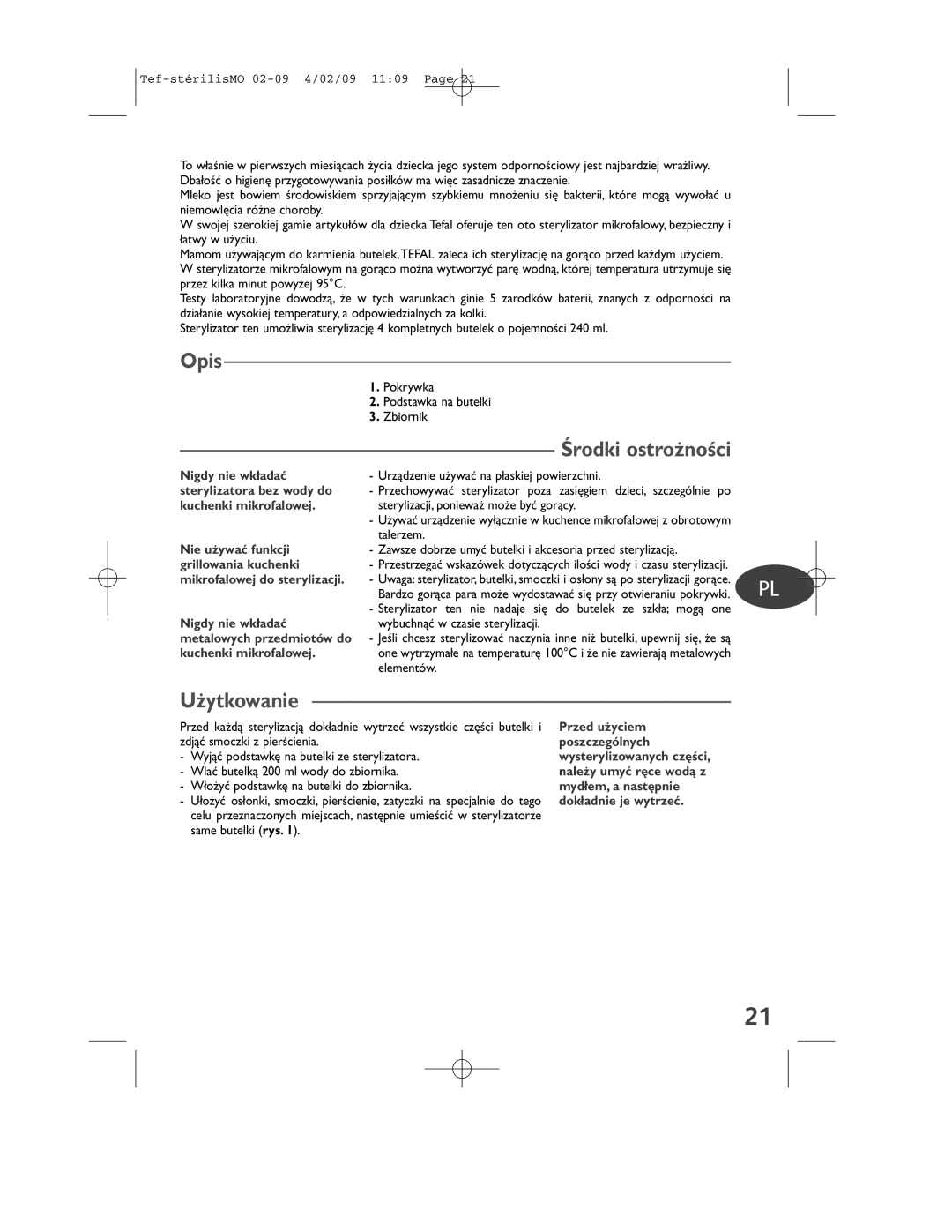 Tefal BH1311J8 manual Opis, ˝ytkowanie 