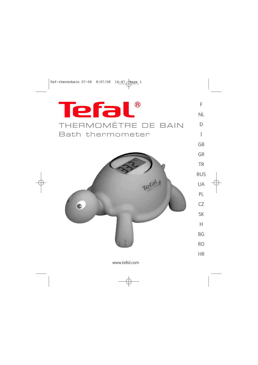 Tefal BH1371J8 manual Thermomètre DE Bain Bath thermometer 