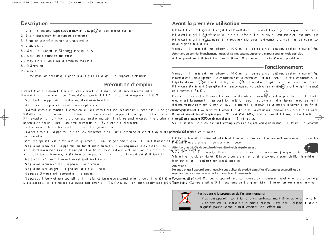 Tefal BH7300J0, BH7300R0 manual Description, Précaution d’emploi, Avant la première utilisation, Fonctionnement, Entretien 