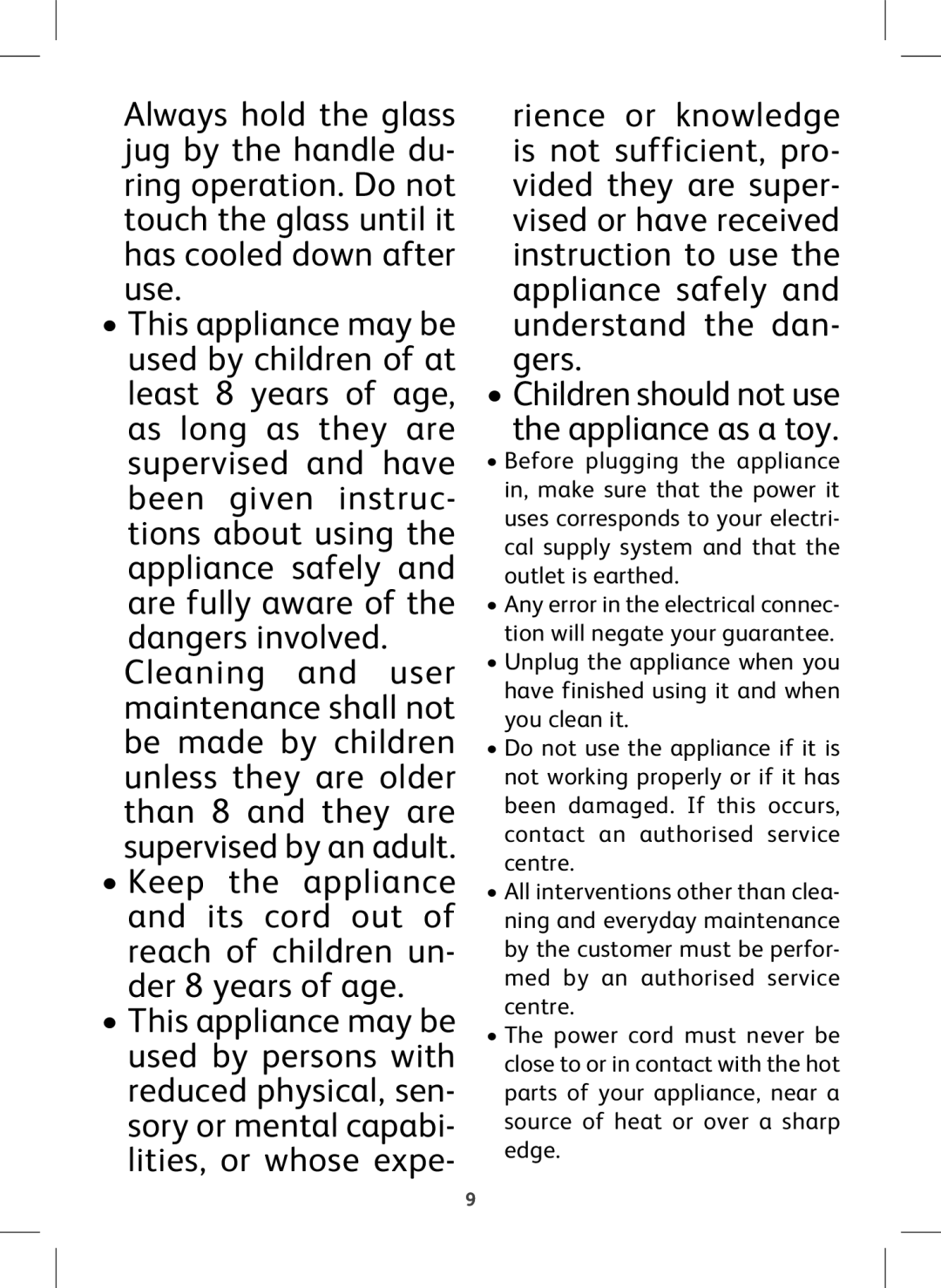 Tefal BJ110010, BJ1100FR manual Children should not use the appliance as a toy 