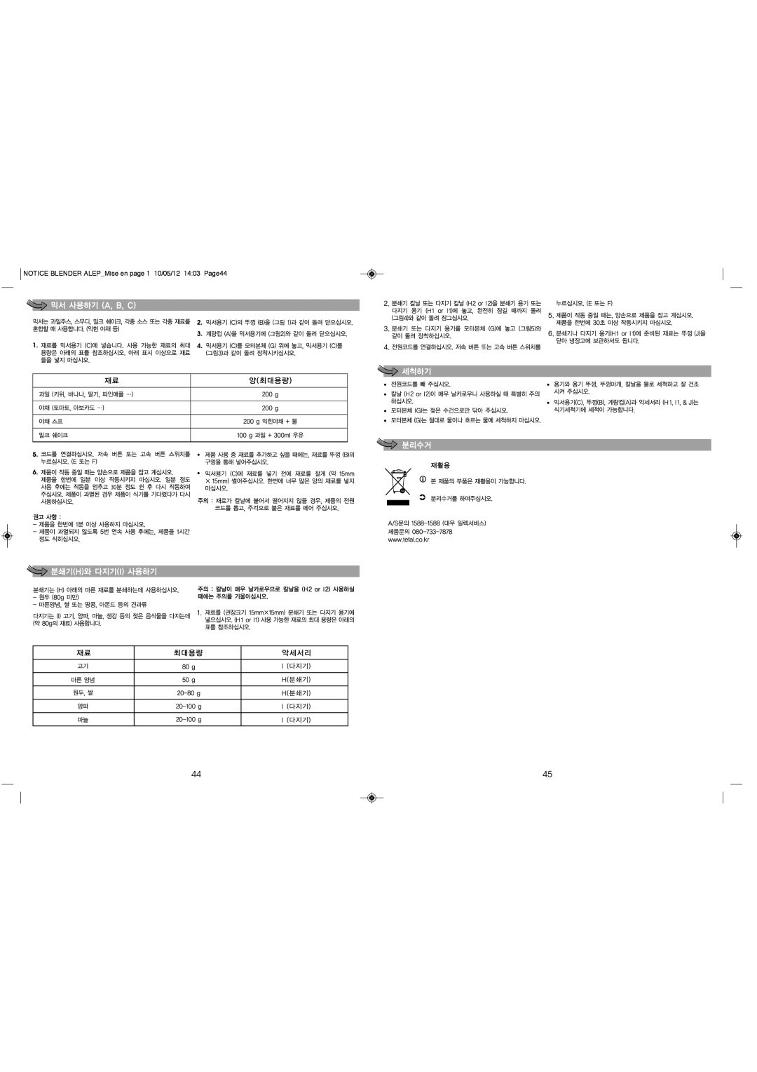 Tefal BL126D51, BL126D74 manual 