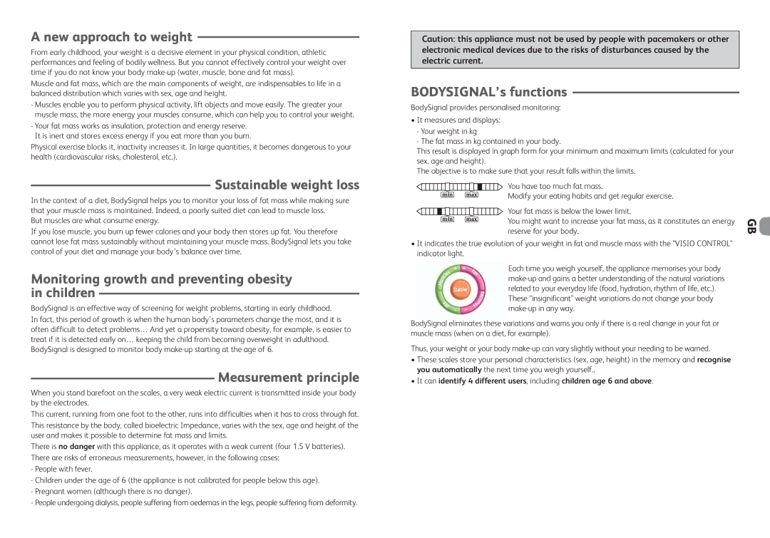 Tefal BM3021Z0 manual New approach to weight, Sustainable weight loss, Monitoring growth and preventing obesity in children 