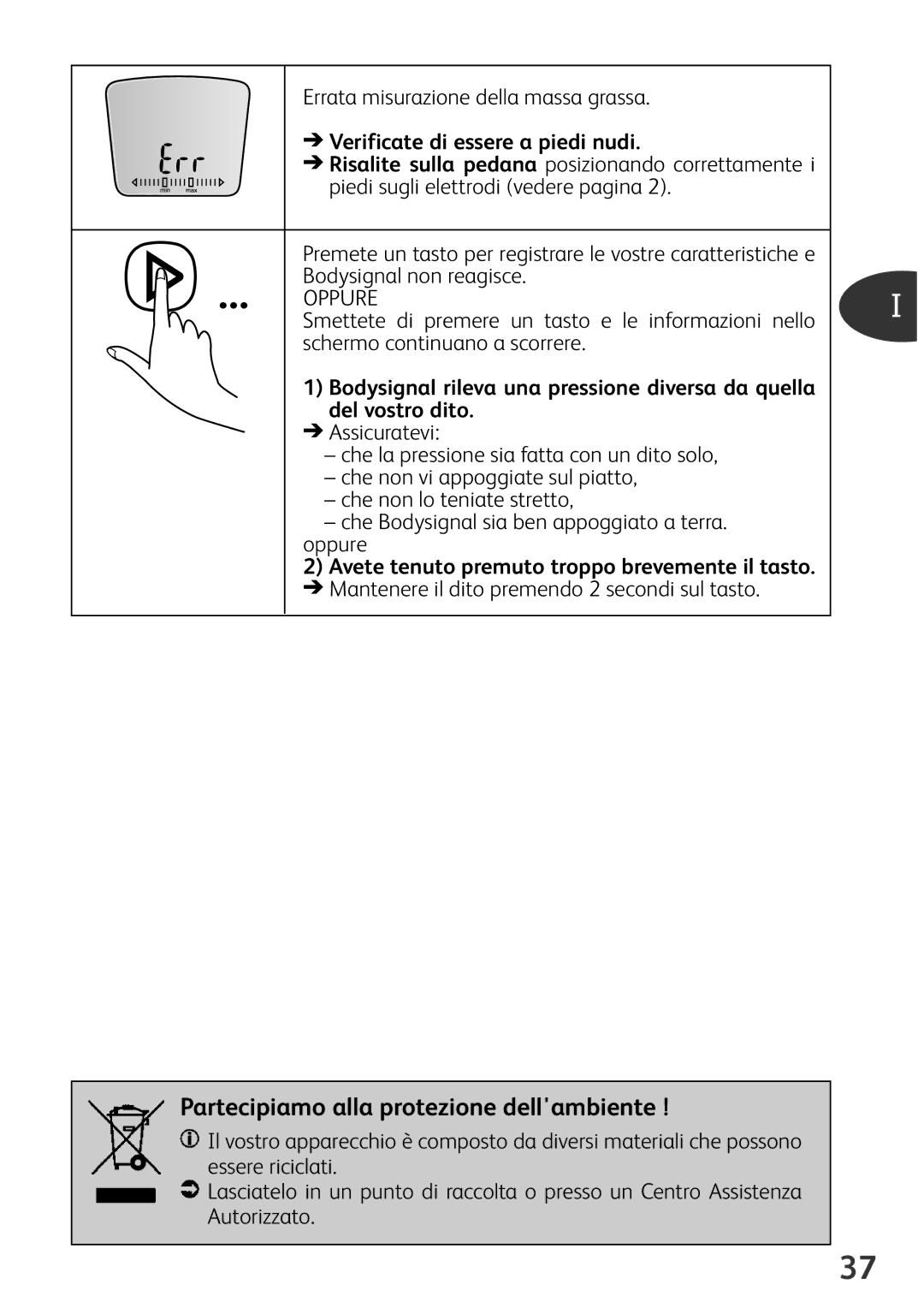 Tefal BM3100A9, BM3100Z0 manual Partecipiamo alla protezione dellambiente, Verificate di essere a piedi nudi 