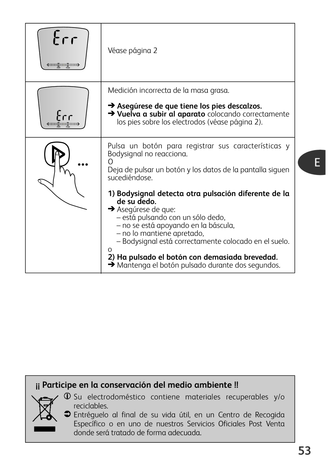 Tefal BM3100A9, BM3100Z0 ¡¡ Participe en la conservación del medio ambiente, Asegúrese de que tiene los pies descalzos 