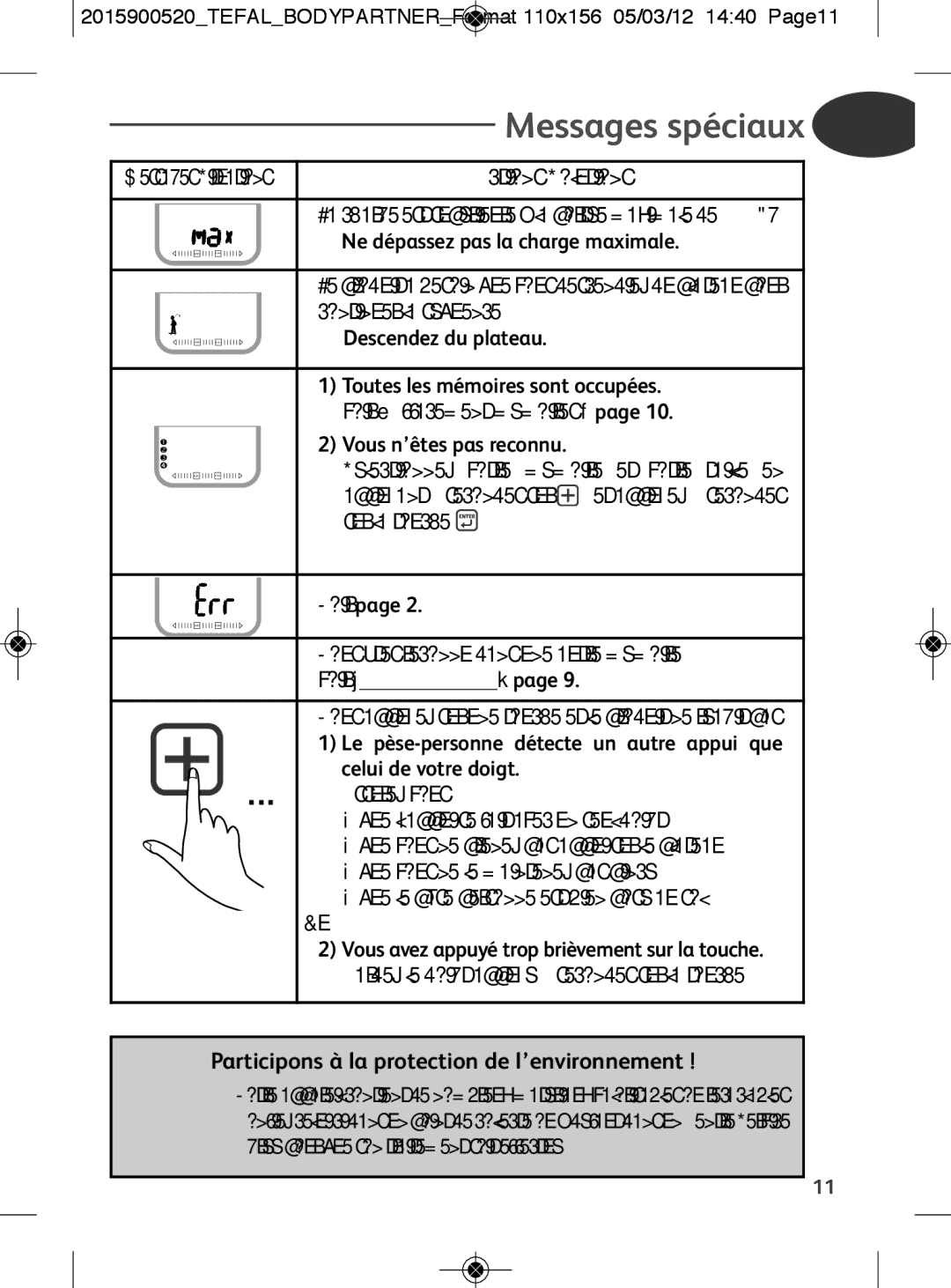 Tefal BM6001V0, BM6001BI manual Messages spéciaux, Participons à la protection de l’environnement 