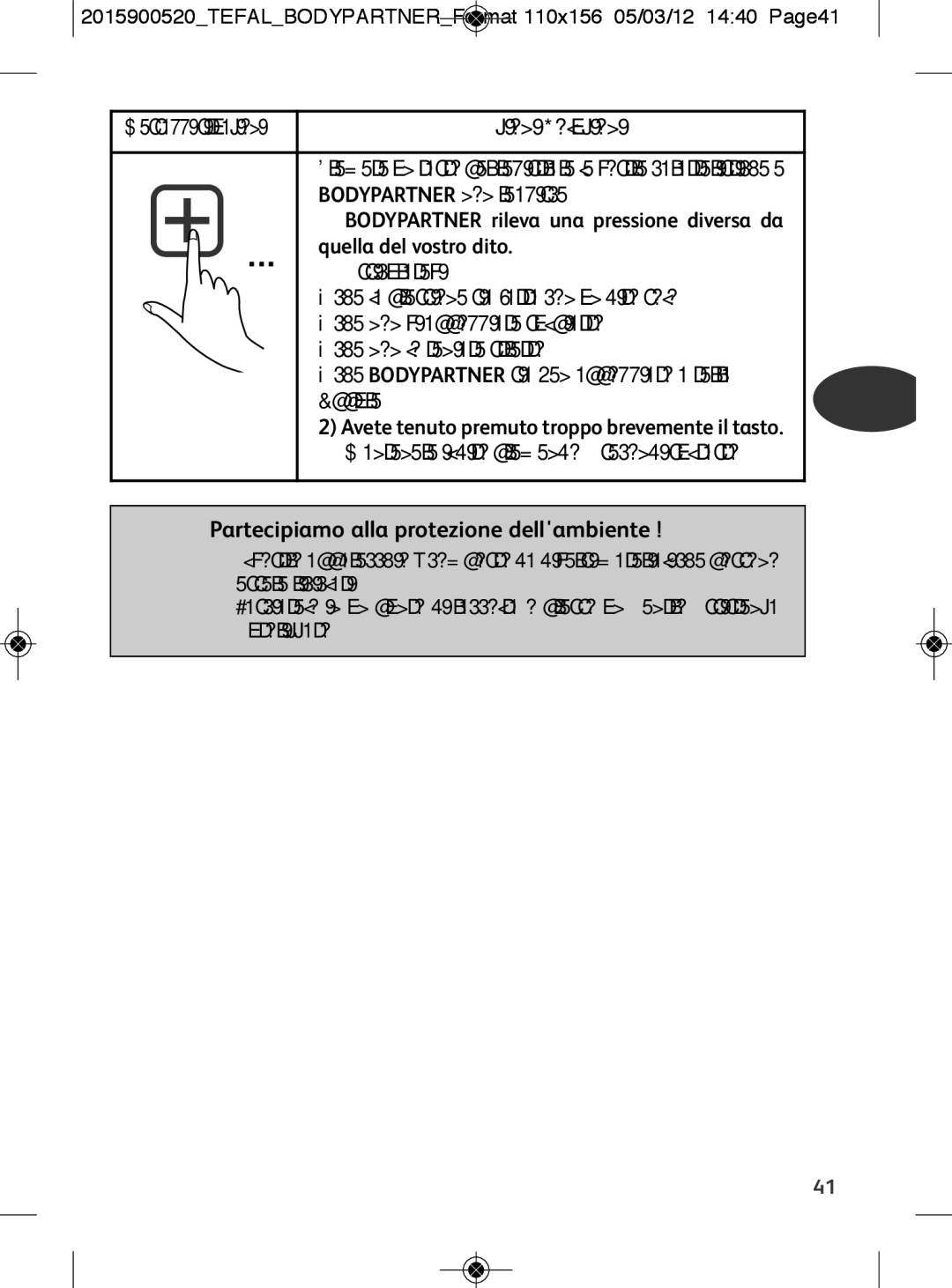 Tefal BM6001V0, BM6001BI manual Partecipiamo alla protezione dellambiente, Quella del vostro dito 