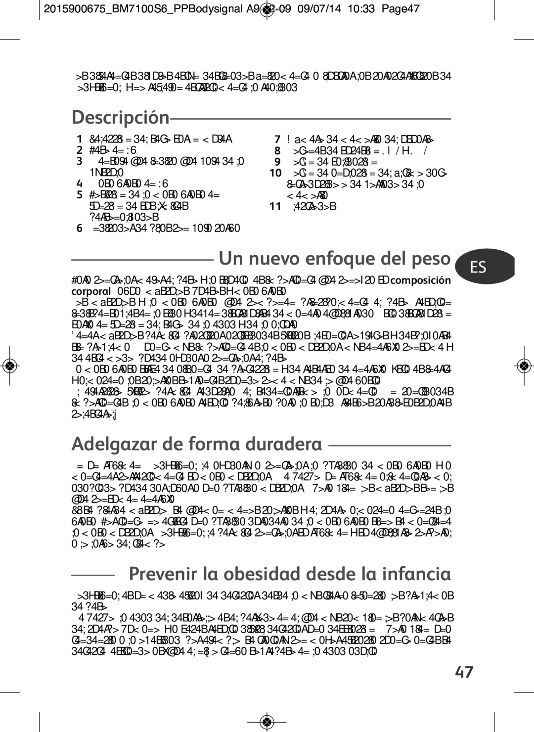 Tefal BM7100S6, BM7100S5 manual Descripción, Un nuevo enfoque del peso ES, Adelgazar de forma duradera 