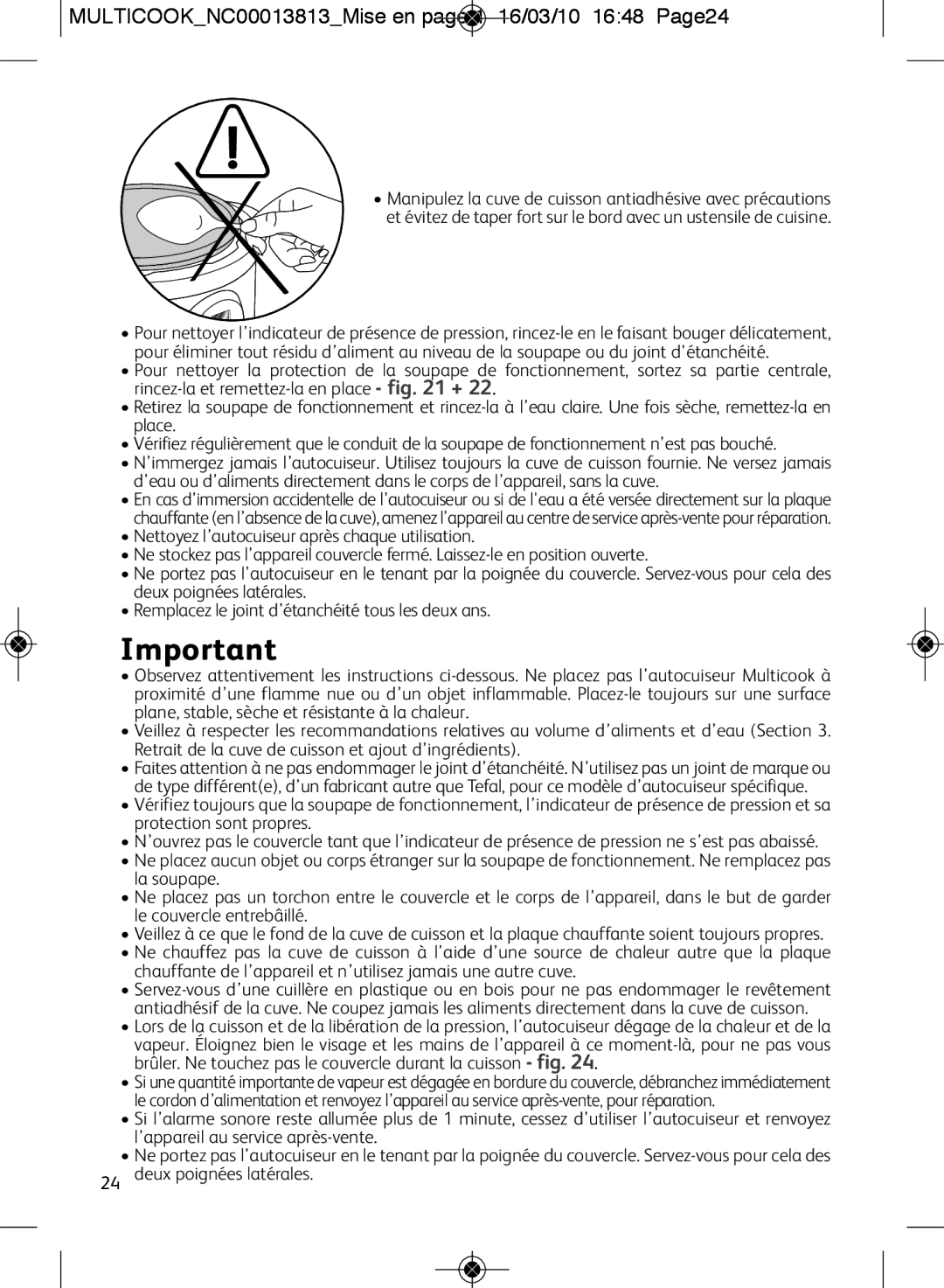 Tefal CY400052, CY400070, CY400015, CY400051, CY4000US manual MULTICOOKNC00013813Mise en page 1 16/03/10 1648 Page24 