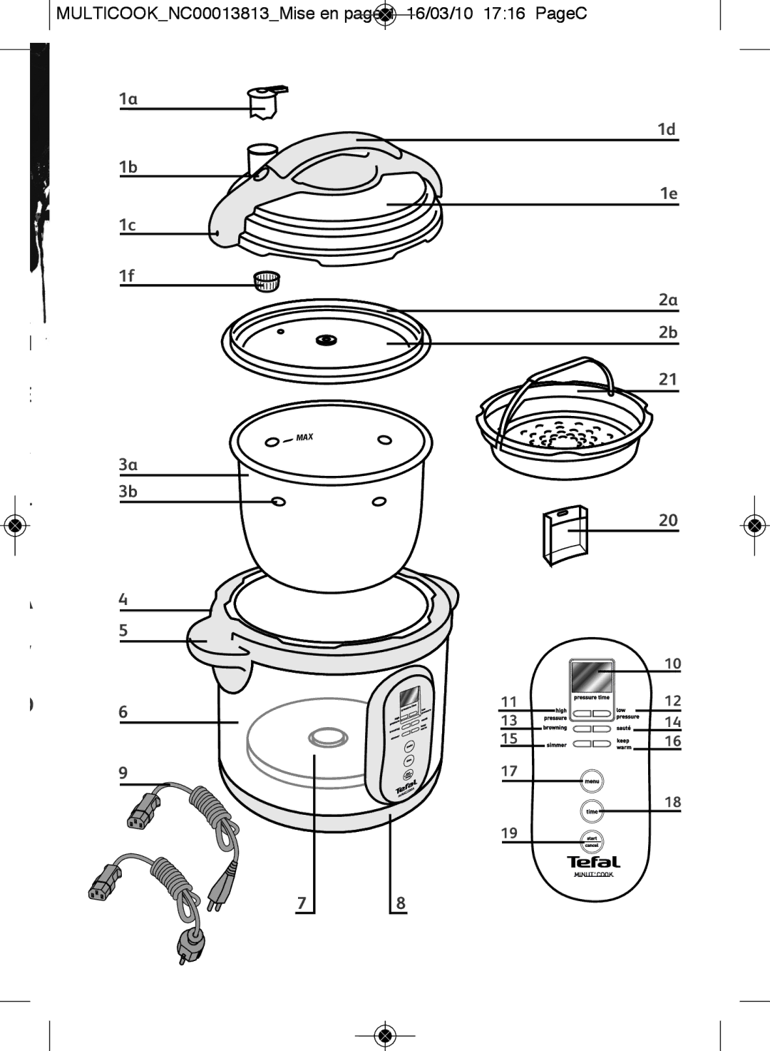 Tefal CY400051, CY400070, CY400015, CY400052, CY4000US manual MULTICOOKNC00013813Mise en page 1 16/03/10 1716 PageC 