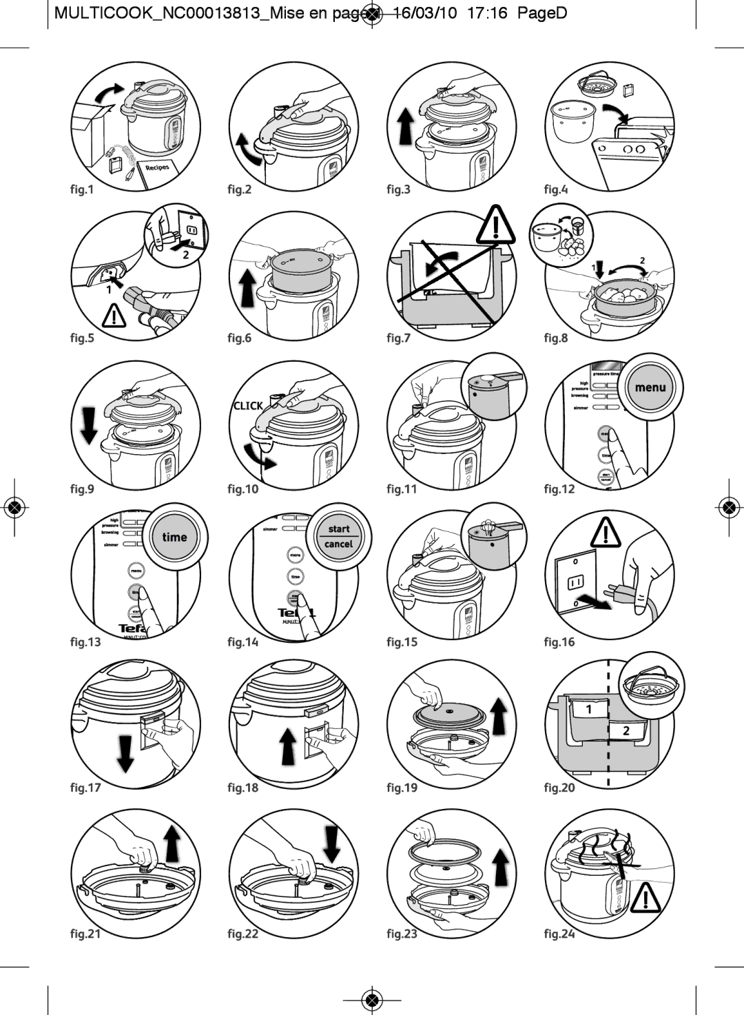 Tefal CY4000US, CY400070, CY400015, CY400052, CY400051 manual MULTICOOKNC00013813Mise en page 1 16/03/10 1716 PageD 