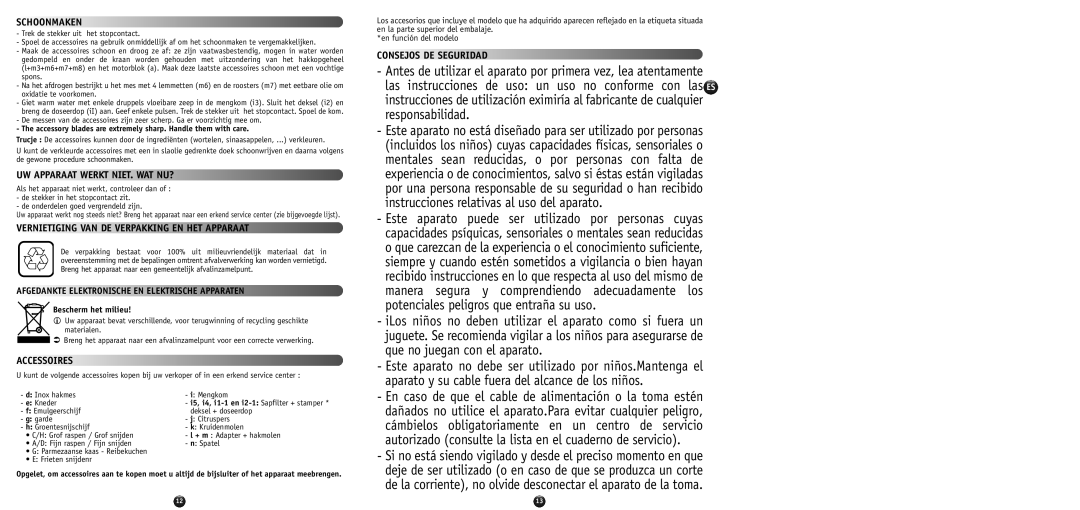 Tefal DO514138 manual Schoonmaken, UW Apparaat Werkt NIET. WAT NU?, Vernietiging VAN DE Verpakking EN HET Apparaat 