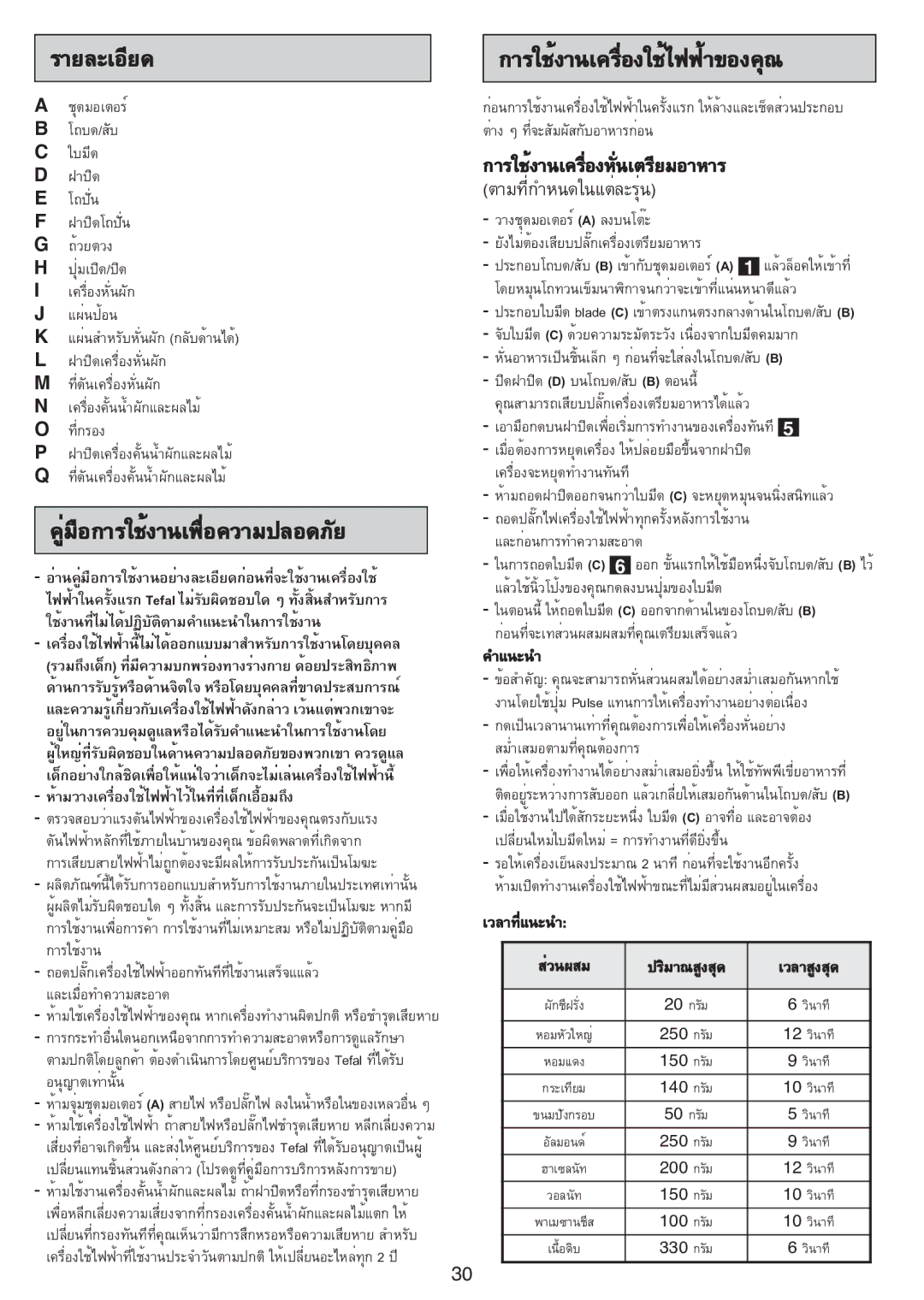 Tefal DPA130 manual รายละเอียด 