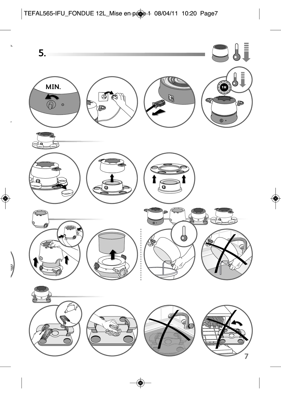 Tefal EF250112 manual Min, TEFAL565-IFUFONDUE 12LMise en page 1 08/04/11 1020 Page7 